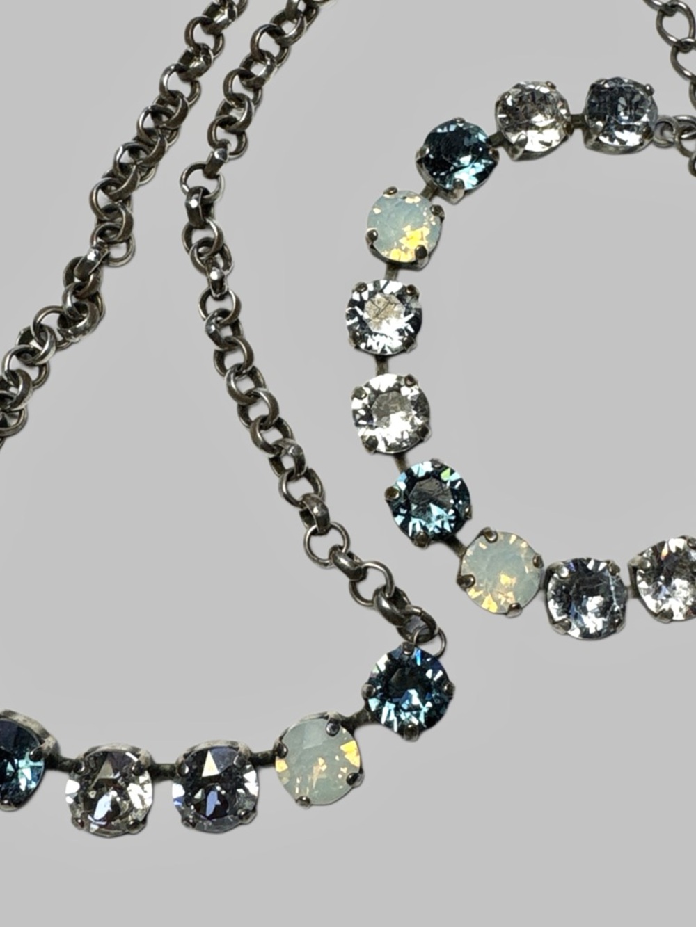 Sabika LIKE Crystal Necklace + Bracelet Set Blue Gray Opal Rhinestone